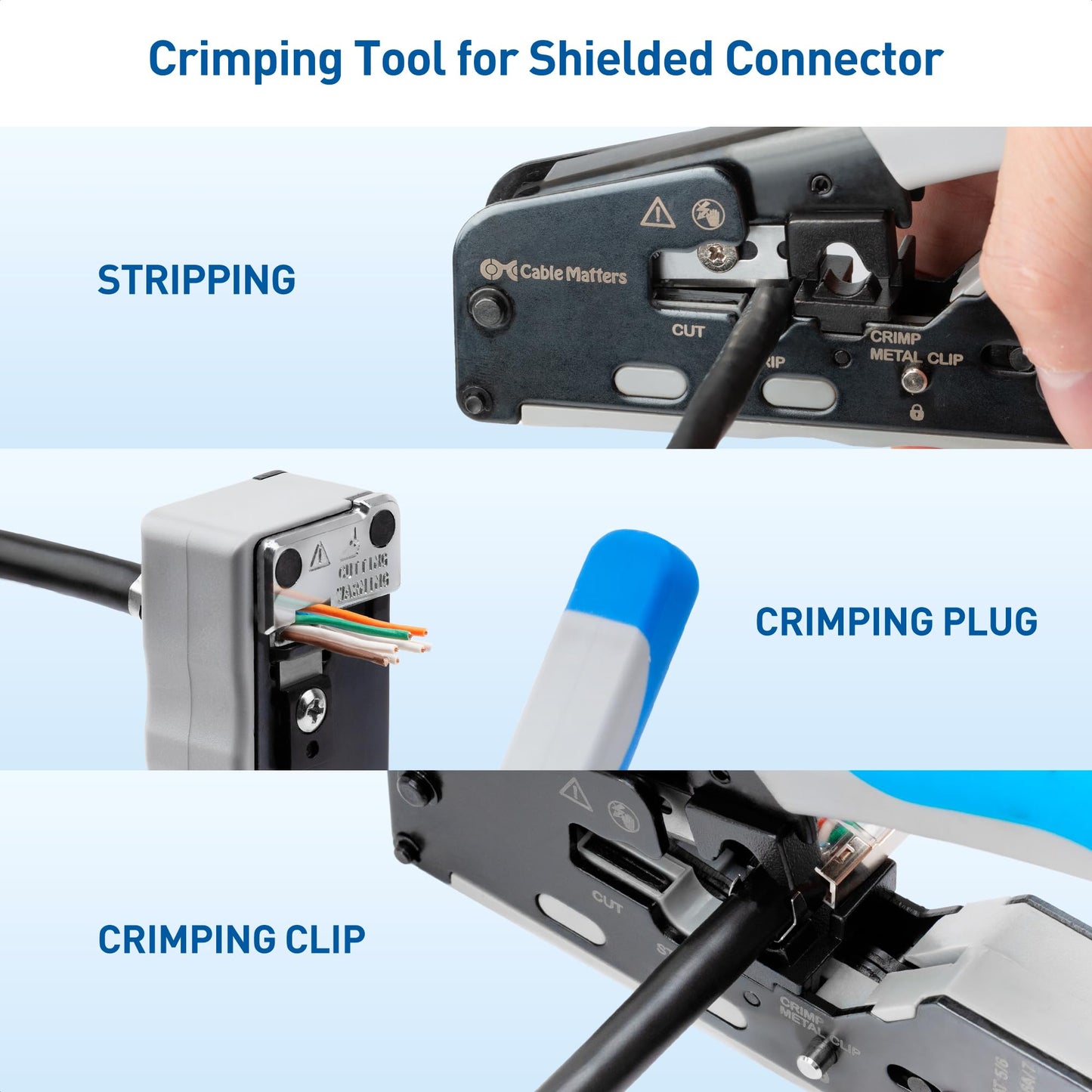 Cable Matters All-In-One Modular Ethernet Crimping Tool Cat 8 (Cat5 Cat6 Cat7 Cat8 Crimping Tool) for Shielded Pass-Through Connectors