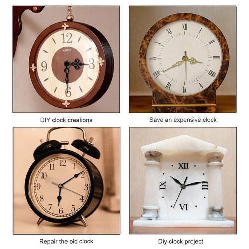 EMOON 2 Pack Clock Movement Mechanism with 4 Pairs of Short Hands Battery Silent Sweep Operated Quartz Clock Motor Kit DIY Repair Parts Replacement, 3/4 Inch Total Shaft Length
