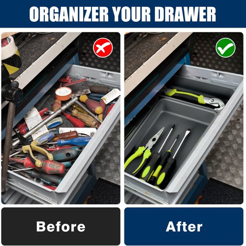 【LARGE SIZE】【68PCS】Tool Box Organizer Tray Divider, 【5 Size】Toolbox Desk Drawer Organizer, Organization and Storage Toolbox for Garage Accessories (68pcs-Grey) (68PCS 5Sizes)