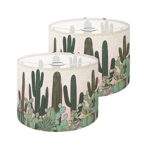 Lampshades Lamp Shades set of 2 Seamless pattern cactus Wild cactus forest Lamp Shades for Table Lamps Floor Lamps Pendant Light Shade Drum Lampshades Boho Light Cover