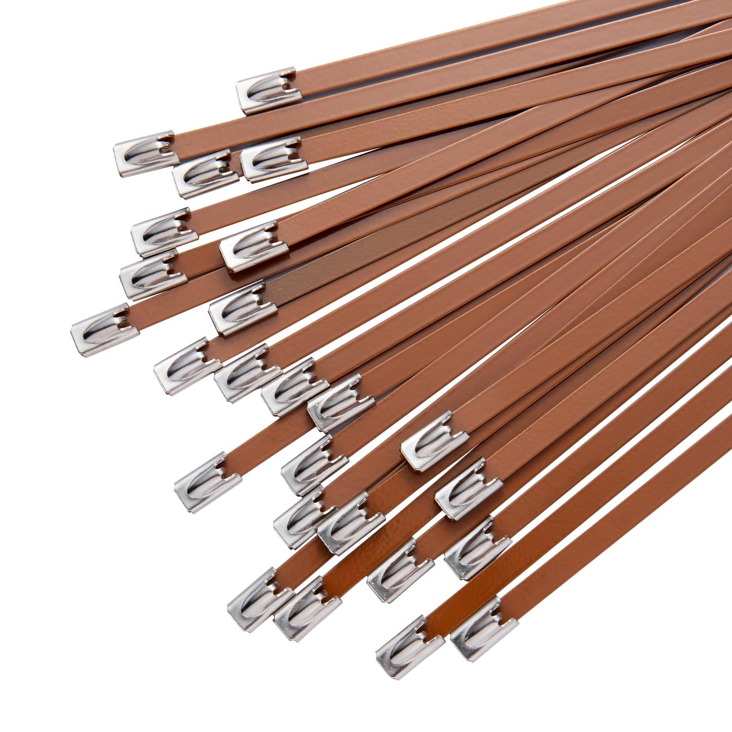 SCITOOLS Metal Zip Ties Brown 11.8-Inch 304 Stainless Steel Zip Ties Heavy Duty, 270LBS Tensile Strength, Wire Multifunctional Locking Exhaust Wrap Flexible Durable 30 PCS