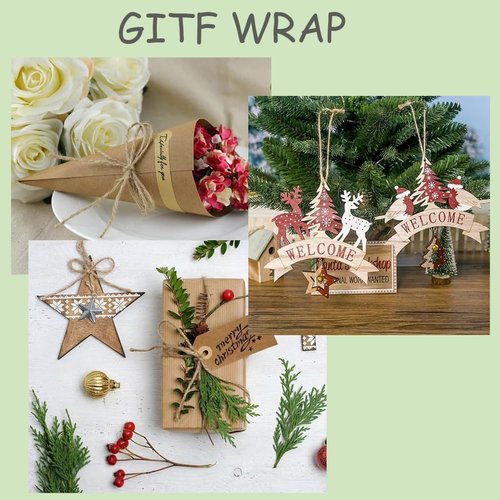 Garden Twine, 328 FT Natural Jute Twine 2mm String for Crafts Gift Wrapping Art Decoration Packing Material Gardening Christmas Wedding 3ply