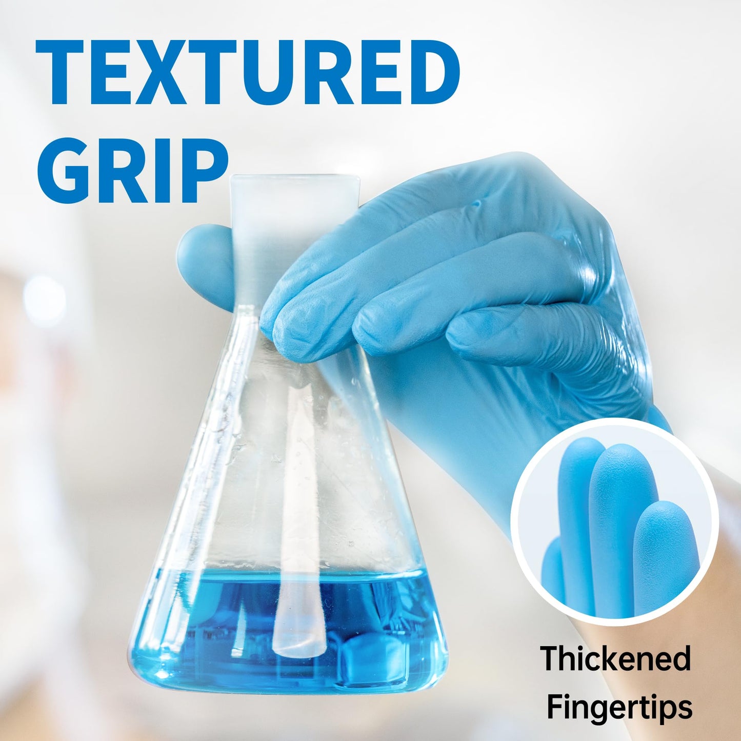 Medguy Powder-Free Nitrile Exam Gloves, 4.5 Mil, 100 Pcs Blue Disposable Latex-Free Food-Safe Medical Cleaning Cooking Gloves (Large)