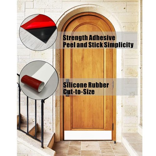 BAJIAOREN 2 Pack Silicone Rubber Door Kick Plate 8x28 Inches Self Adhesive White Cut-to-Fit KickPlates for 24-28 30 Inch Wide Doors Peel and Stick On 8''x28''