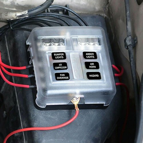 Yasdyri 6 Way 12V fuse box waterproof fuse box holder with LED indicator 6 way fuse block with 12V blade 6 circuit for Automotive Truck Boat Marine RV Van Vehicle