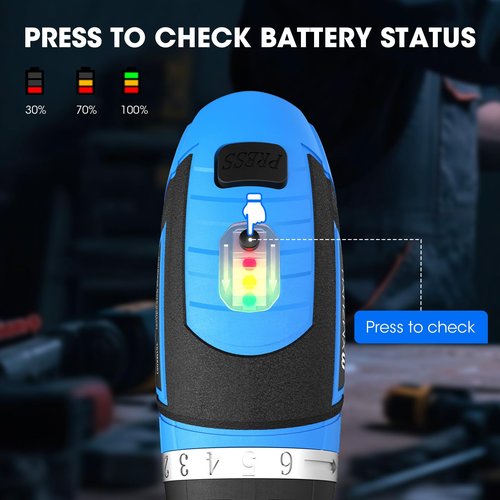 MXMZHXU 8V Electric Screwdriver with 2X 2000mAh Battery,6+1Torque, 10N·m Max Rechargable Cordless Screwdriver,47pcs Bits, LED Light,Flexible Shaft