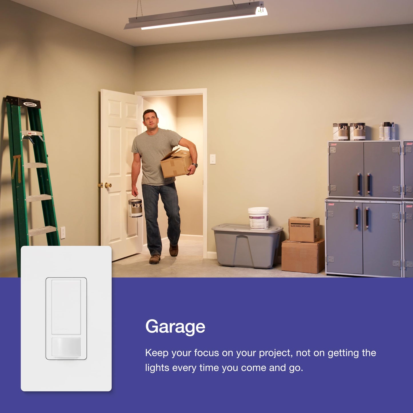 Lutron Maestro Motion Sensor Light Switch Indoor for Bathroom, Garage, Laundry Room, Any Bulbs, Occupancy Vacancy Sensor, Single-Pole, MS-OPS2H-2-WH, White (2 Pack)