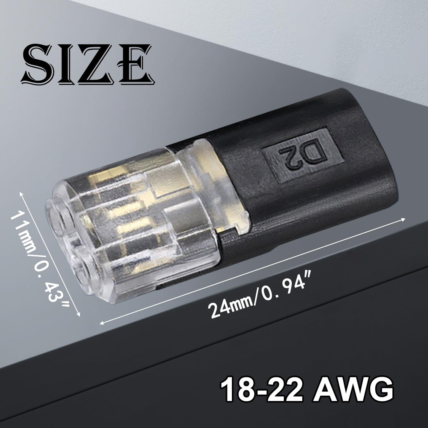 Double Wire Lock-Grip Connector, 2 Pin LED Light Strip Connector with Locking Buckle - No Stripping or Cutting Required (20PCS)