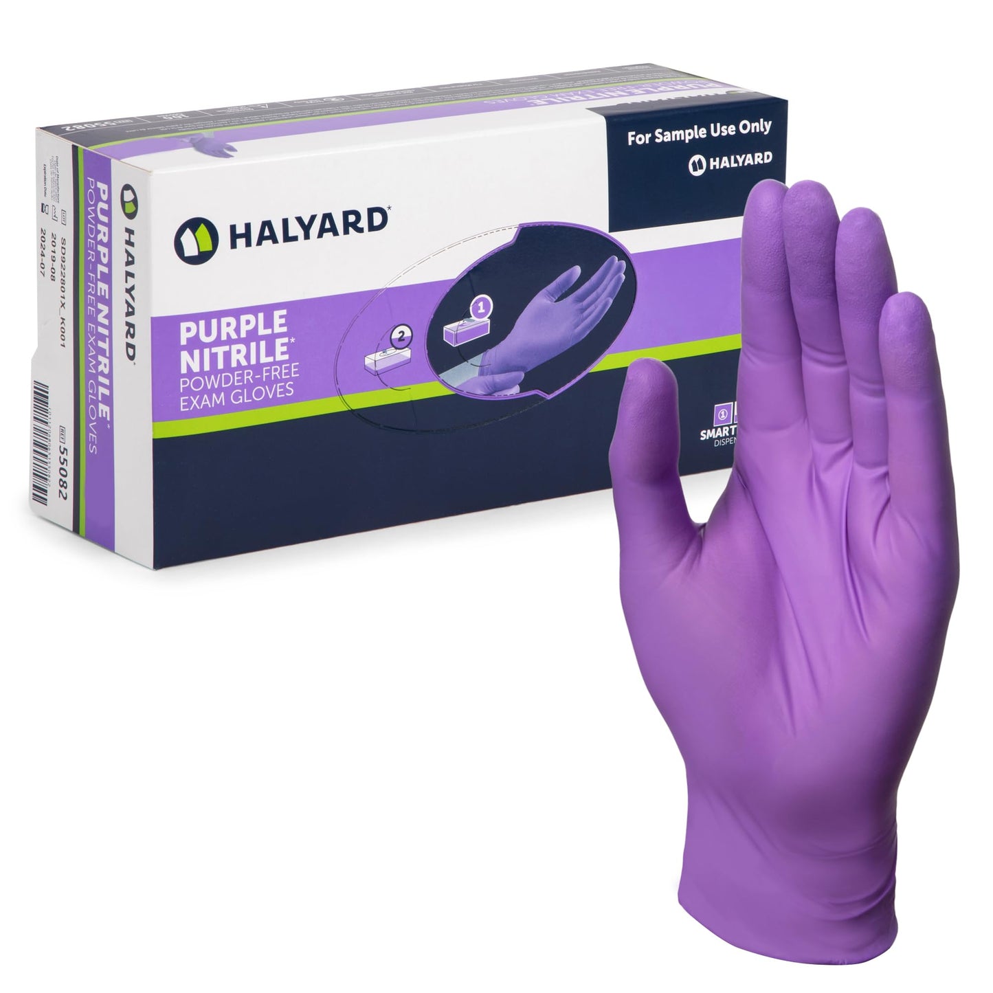 HALYARD Purple Nitrile Gloves Powder Free Disposable Medical Exam Gloves Dental Chemo Protection 5.9 mil 9.5 In Large Purple 55083 (Case of 1000)