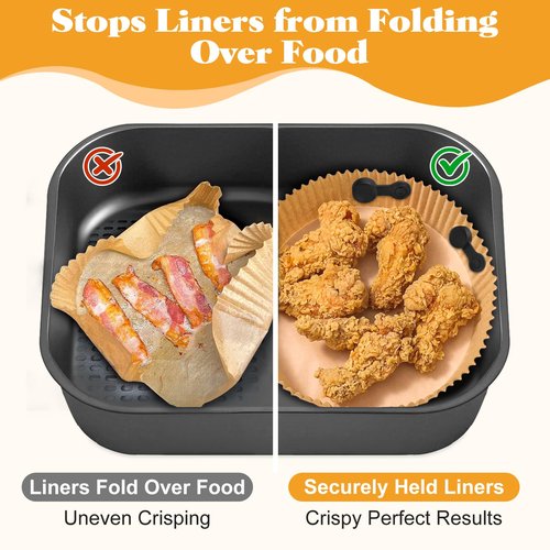Air Fryer Magnet Silicone Buckles for Parchment Paper – 2 Pack Reusable Accessories for Disposable Basket Liners, Secure Baking Paper, Prevent Shifting & Burning (Black)