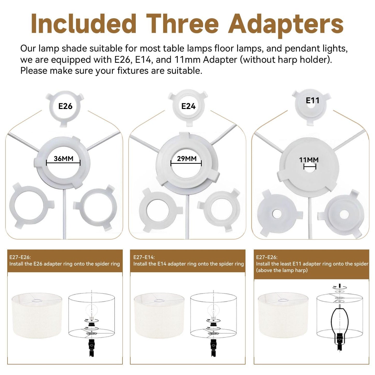 Lampshade 1 Pack Hand drawn nature mountains forest Drum Lampshades For Table Lamp Floor Lamps Replacement Lamp Shades Easy Assembly Required