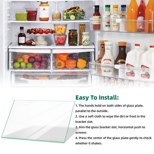 Upgraded MHL61952333 Refrigerator Glass Shelf Compatible with lg Refrigerator Shelf Replacement Glass Shelf Insert Crisper, Tempered Glass Crisper Drawer Cover
