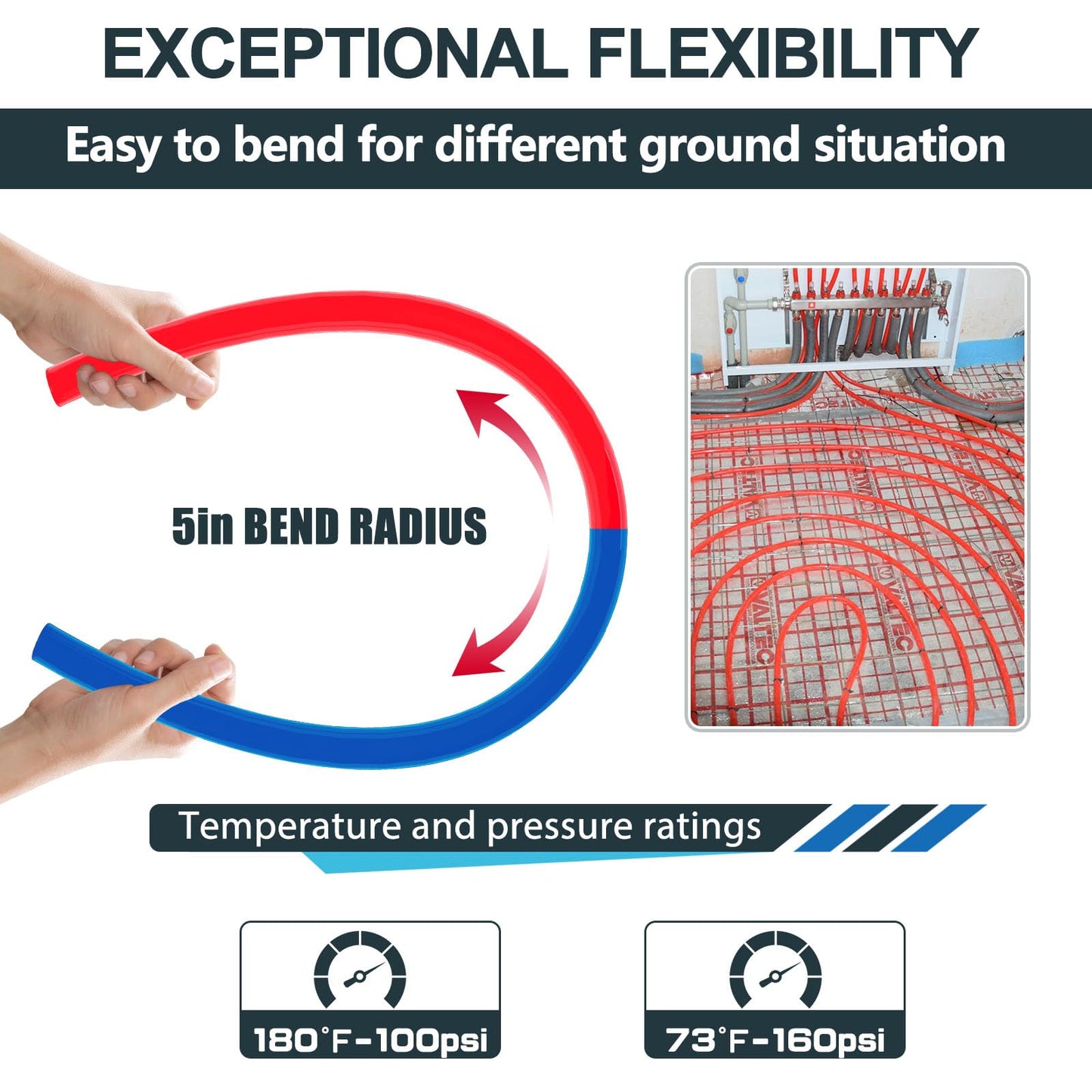 1/2 Inch Seelink PEX-B Pipe, 2 x100 ft (200 ft) Pex B Tubing with a Pipe Cutter & 100pcs Copper Crimp Rings(AB-2)