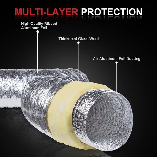 Cuchiilo 4 Inch 25 Feet Insulated Flexible Duct R4.2,4 in Insulated Flexible Duct,4 Inch Insulated Flexible Duct,for Heating and Air Conditioning HVAC Systems