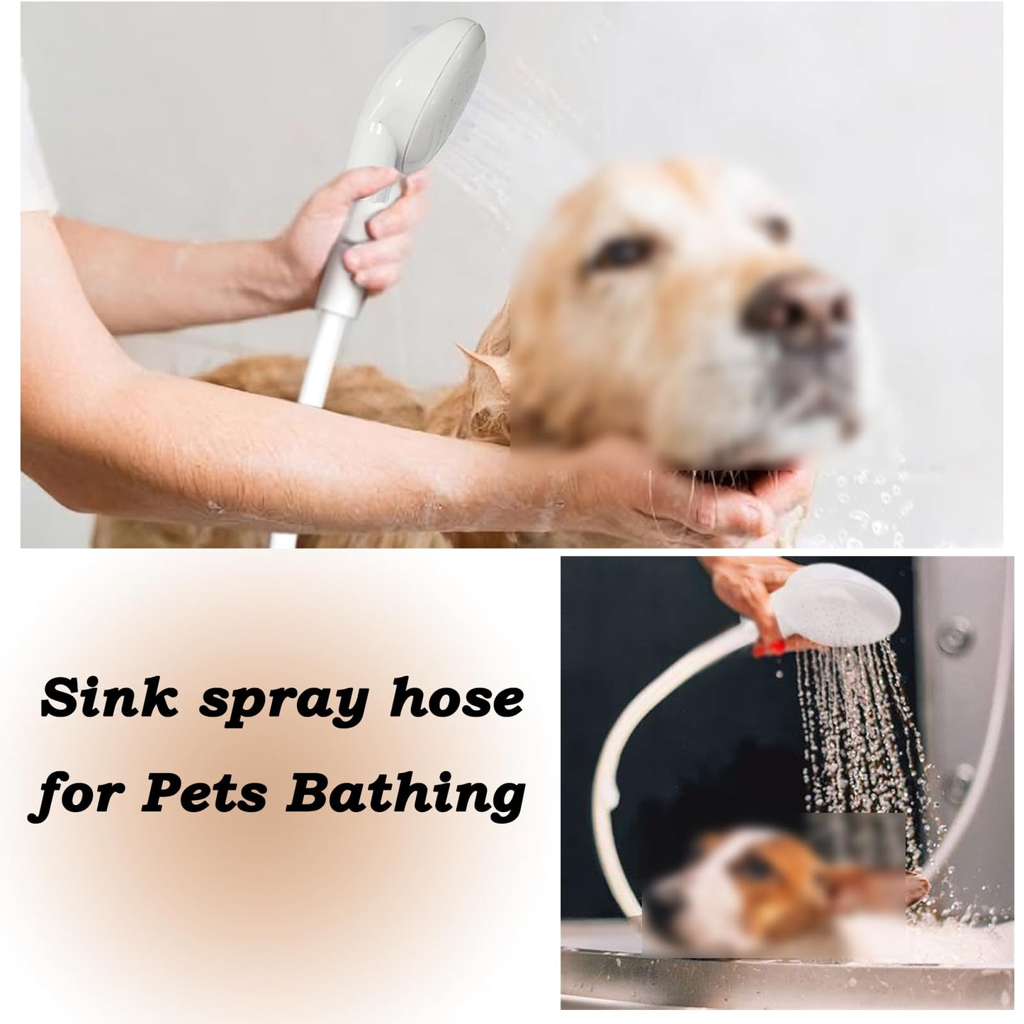 5m/16.4ft Sink Spray Rubber Hose Portable Faucet Sprayer Garden, Shampoo Sprayer Handheld Shower Head Spray Hose Attachment for Dog, Pets, Bathing Baby, Washing Hair, Rinsing Vegetables