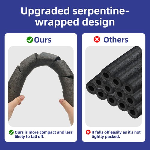 4 Pack Pipe Insulation Foam Tube,15.7” Black Snake Wrap for Hot and Cold Pipes,Pool Noodles Foam for Outdoor Indoor Swimming Pool Handle,Spigot,Sprinkler,Heater Pipes