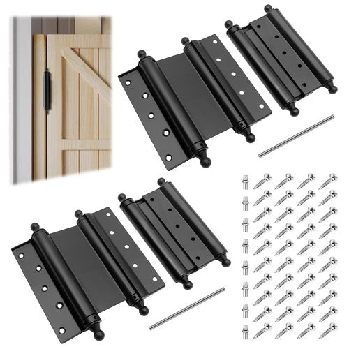 DTRUCTIEW 6" Double Action Spring Hinges, 4 Pack Self Closing Door Hinges for Indoor/Outdoor Saloon Cafe Pub Swinging Doors, Cold Rolled Steel, Including Pins and Screws