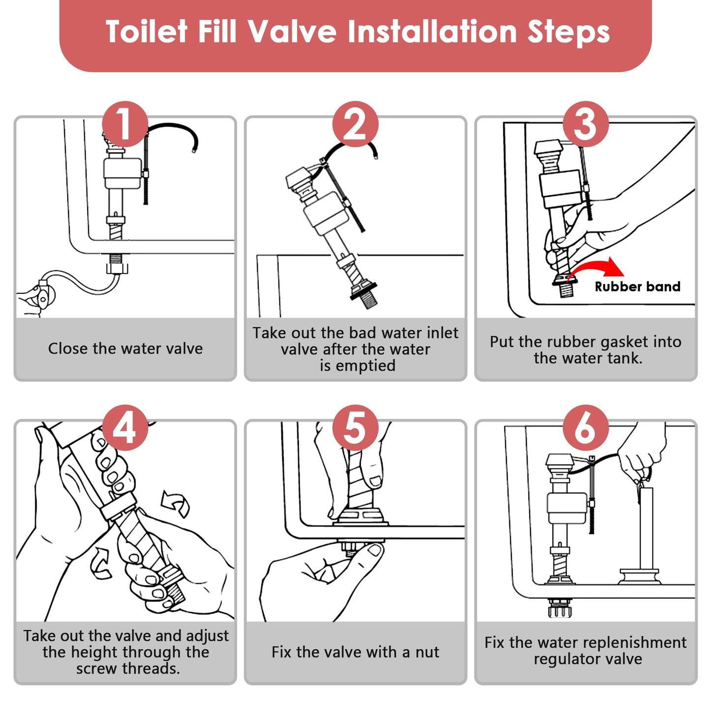 Saillong 2 Sets Toilet Float Replacement Kit, Universal Toilet Flusher Replacement Kit and 2 Inch Flapper Replacements, High Performance Tank Water Control and Fill Valve
