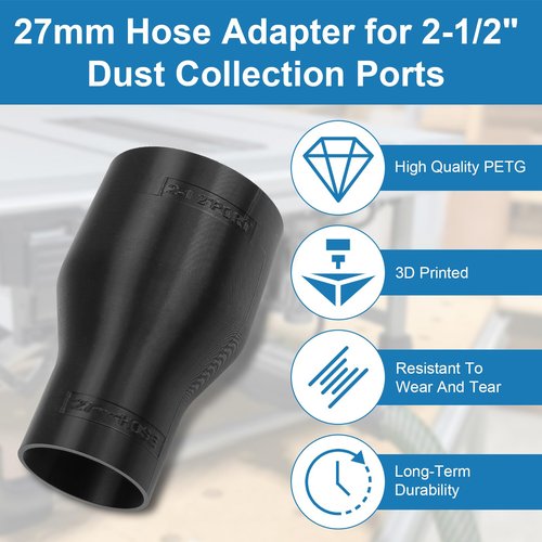 27mm Hose Adapter for 2-1/2" Dust Collection Ports Replacement for Festool Vacuum Hose Adapter - Compatible with Festool D27/32 (27mm) and Bosch VAC005 Hoses