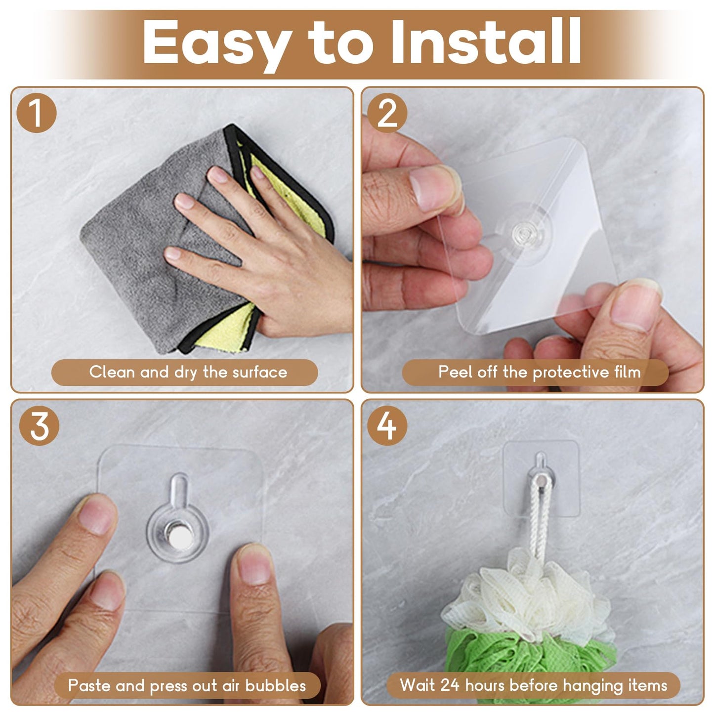 22 Pcs Drill Free Adhesive Wall Hooks, 20 lb Capacity Picture Hanging Hooks, Heavy Duty Picture Hangers Without Nails Strong Hold for Bathroom, Kitchen & Entryway