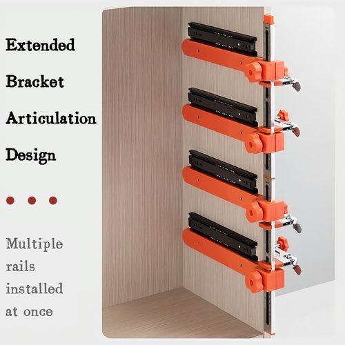 Precision Drawer Slide Installation Jig Kit with Toggle Clamp & Magnetic Arm – Fast Alignment Tool for Cabinets, Drawers, and Desks(B-(for 4 Drawer Slides))