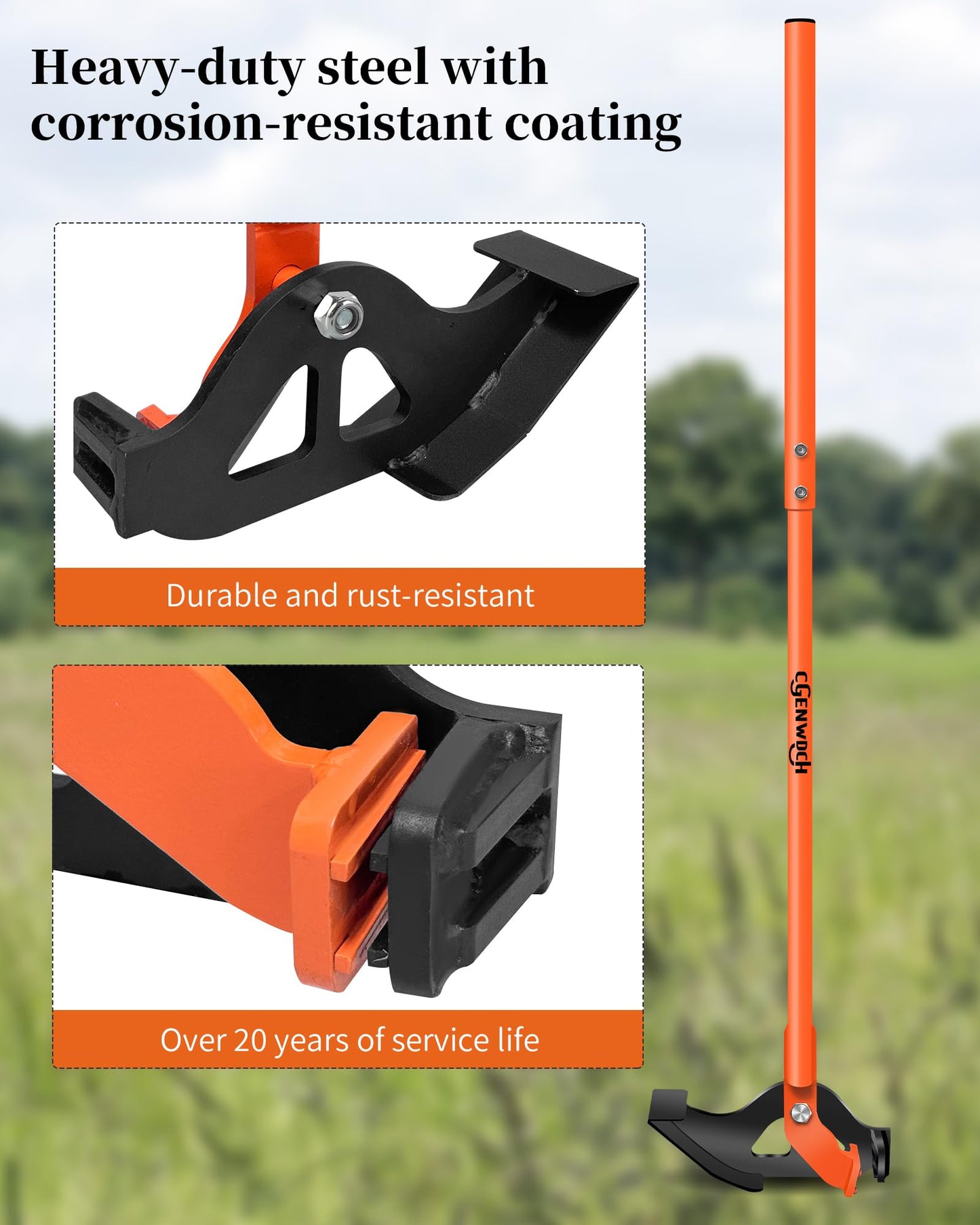 CGENWDCH Large Size Sapling Puller, Heavy-Duty High-Leverage Tree Puller Tool, Fully Uproots Woody Stems ¼ inch - 2 inches, Suitable for Trees, Shrubs, Vines and Thorns with Large Root Systems