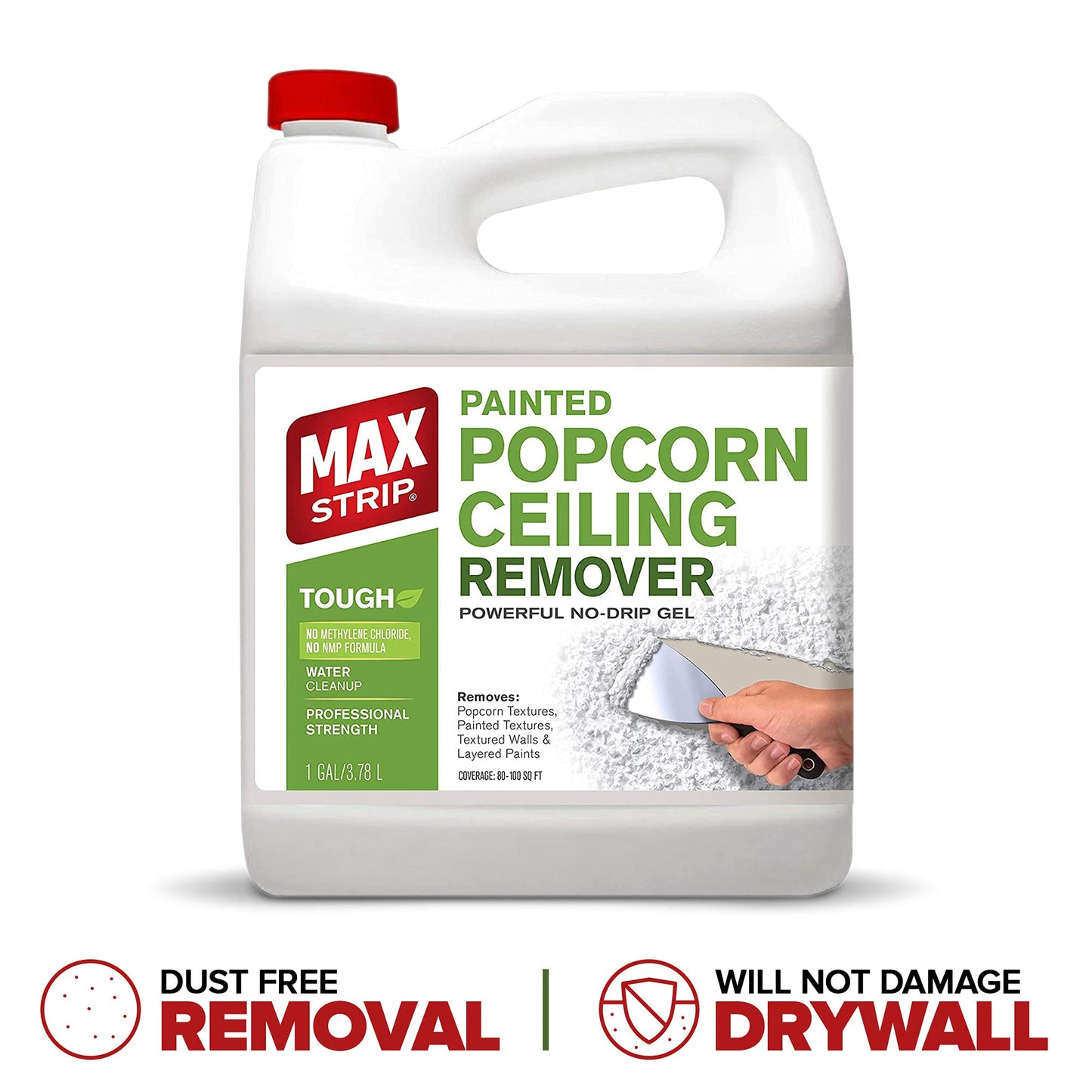 Max Strip Professional Strength Painted Popcorn Ceiling Remover - 1 Gallon - No Methylene Chloride No NMP Powerful No Drip Gel Formula
