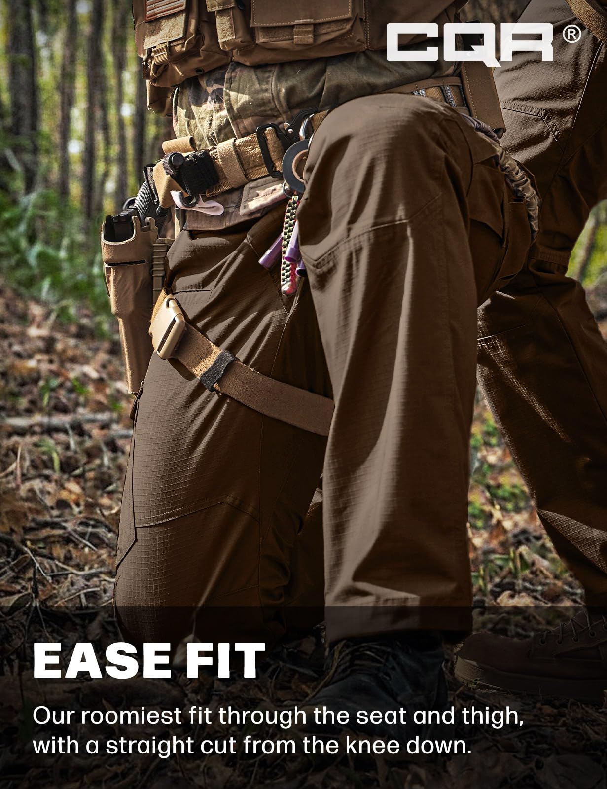 CQR Men's Tactical Pants, Water Resistant Ripstop Cargo Pants, Lightweight EDC Work Hiking Pants, Outdoor Apparel, Raider Tundra, 34W x 30L