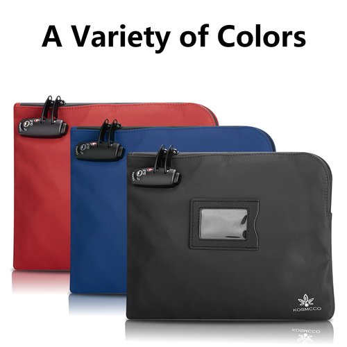 KOSMCCO Money Bag with Lock and Key, 11.8x8.6 Inch Heavy Duty Bank Deposit Bag, Secure Cash Pouch for Valuables, Durable Travel & Business Storage - Navy Blue