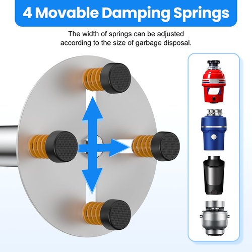Joysafe Garbage Disposal Support, Adjustable Spring Shock Absorber Bracket (7.48-10.62 inch (19-27cm)), Holds Up tp 440lbs, Stainless Steel Noise Reduction Installation Kit