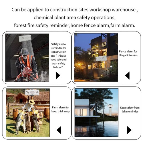 Sound Strobe Warning Lights, LED Intelligent Microwave Sensor Automatic Voice Prompter, IP65 Waterproof & Dustproof Infrared Visual Alarm Speaker for Outdoor Safety, Forest Fire Prevention.