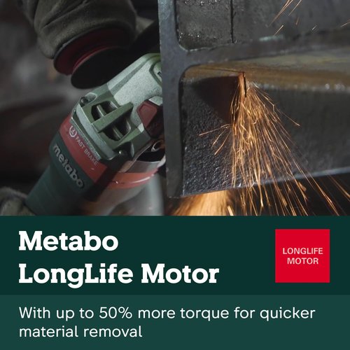 Metabo WEV15-125 HT Lock-On 13.5 Amp 2,800-9,600 rpm Angle Grinder with Electronics and High Torque, 4.5"/5"