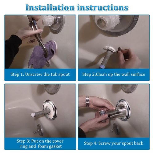 Enhon 2 Pack Metal Tub Spout Cover Ring, Bathroom Faucet Remodeling Wall Plate with Foam Gasket, 1-1/2 Inch ID and 3-5/8 Inch OD(Chrome)