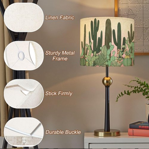 Lampshades Lamp Shades set of 2 Seamless pattern cactus Wild cactus forest Lamp Shades for Table Lamps Floor Lamps Pendant Light Shade Drum Lampshades Boho Light Cover