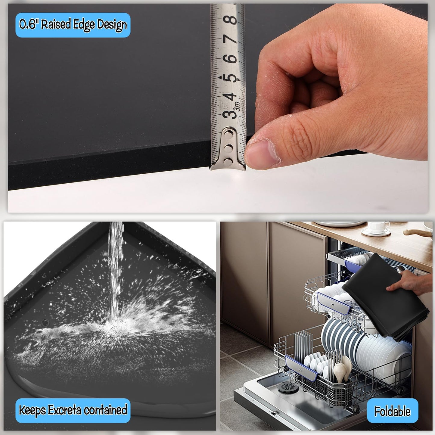 CIEOVO Dehumidifie Drain Pan Silicone Mat, Non-Slip Leak De humidifier Tray Soft Bottom Pad Portable Dehumidifier Silicone Mat with Raised Edge Drip Mat for Floor Protector 23.62"X19.68"