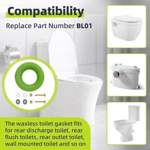 Waxless Toilet Gasket, Flexible Foam Ring Toilet Seal Kit Bathroom Toilet Accessories