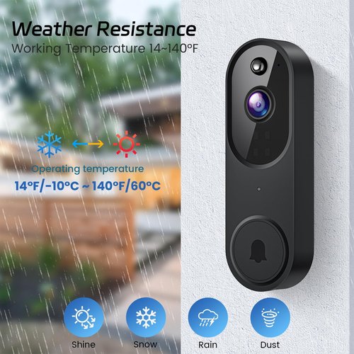 Guggre 1080P Video Doorbell Camera, Smart Human Detection, Cloud Storage, Chime Included, Live View, 2-Way Audio, IR Night Vision, Battery Powered, Indoor/Outdoor Surveillance