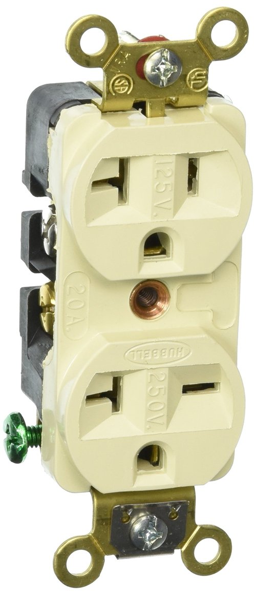 Hubbell Wiring Device-Kellems Receptacle,Duplex,5-20R,6-20R,125/250V (HUBHBL5492I)