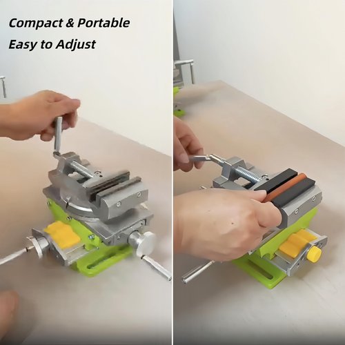 Cross Slide Drill Press Vise, 2-Way X- Y- Benchtop Drill Press Clamp, Portable Table Drill Press Vise with 90° Rotary Table for Drilling Milling Machine