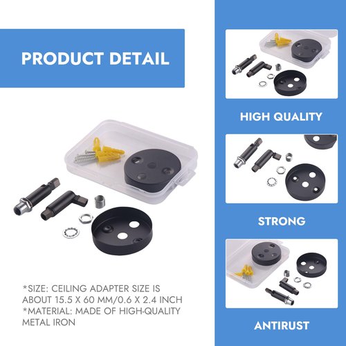 RiseDirectly 2PCS Sloped Ceiling Adapter for Pendant Light Chandelier, Black Lighting Mount Kit for Vaulted, Slanted, Angled or Irregular Ceiling Surfaces, Universal Fit Design