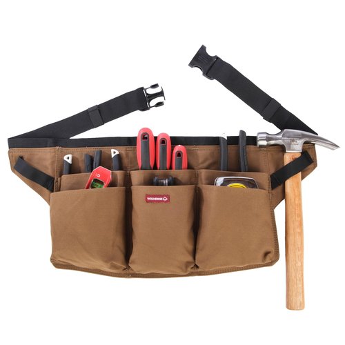 WOLVERINE Guardian Cotton Waist Apron with Reinforced Pockets, Adjustable Belt & Large Utility Pockets,Brown