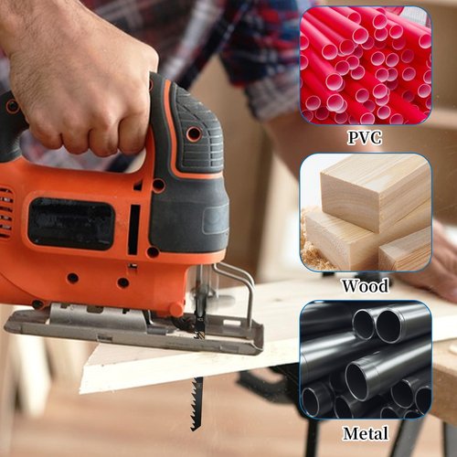 20 Pack Jig Saw Blades for Wood Jigsaw Blade Set Multi-Purpose T Shank Jigsaw Blades Replacement for Cutting Wood Plastic Metal