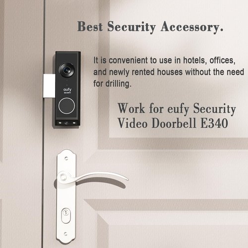 VMEI Anti-Theft Door Mount for eufy Video Doorbell E340 Metal Mount Made of High-Hardness Stainless Steel,No Drill,Not Block Doorbell Sensor-Silver