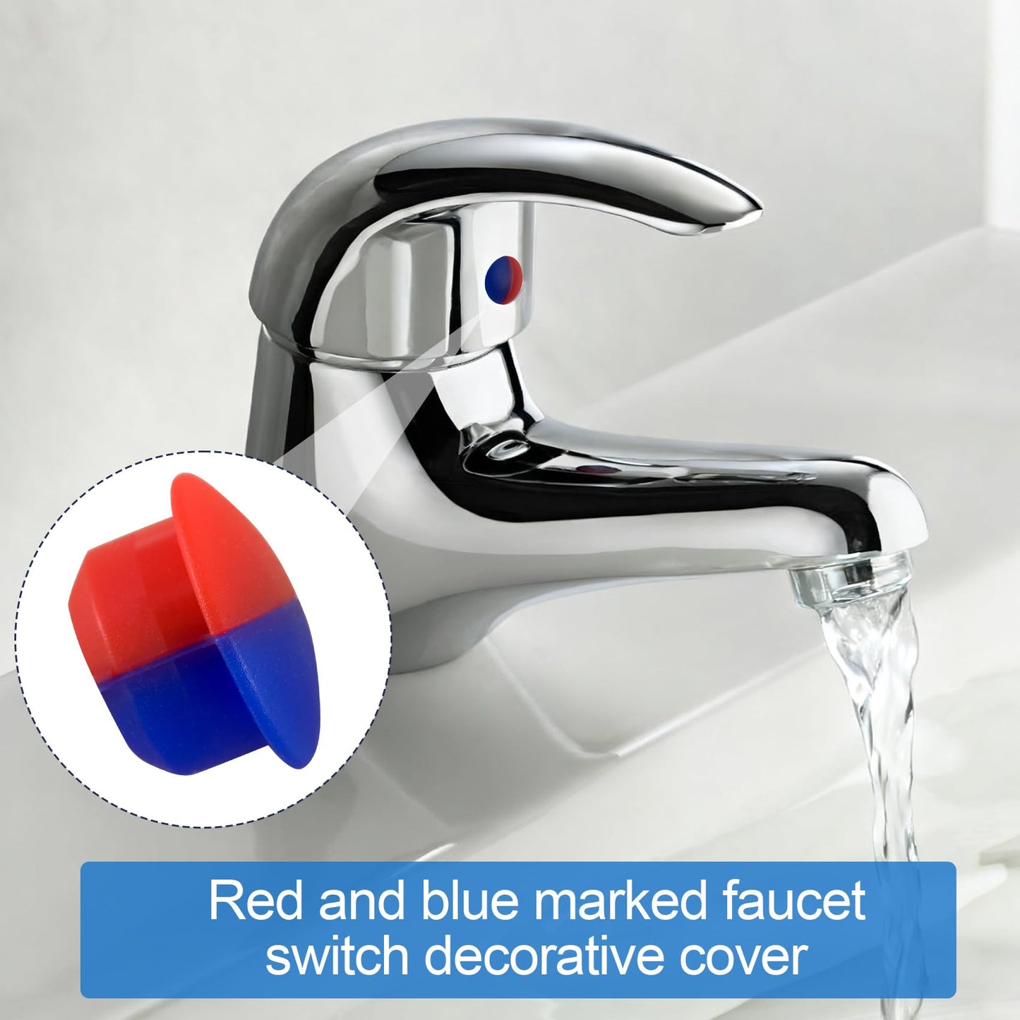BEIQIYA 12pcs Red & Blue Hot and Cold Faucet Buttons, Faucet Index Buttons for 6.7-7mm Holes, 0.34 Inch Diameter Teperature Sign Replacement Caps for Bathroom Kitchen Shower