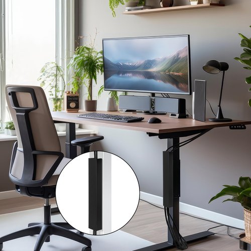 Blulu 2 Pack Black Steel Magnetic 14 Inch Cable Management Channel for Under Desk Leg Vertical Wire Hider Cover Desk Cable Organizer No Drill Cord Organizer Cord Hider Management for Home Office