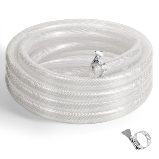 JAKARDA Soft Braided PVC Tubing, High Pressure Reinforced Vinyl Hose for Water, Oil with 2pcs Hose Clamps (3/4" ID x 1" OD*10ft)