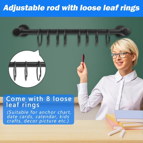 Magnetic Towel Bar for Refrigerator, 14-25" Adjustable Stainless Steel Magnetic Rod, Multi-Functional Magnetic Rack Holder for Kitchen Towel, Class Room Flip Calendar, Anchor Chart Paper 1 Pack