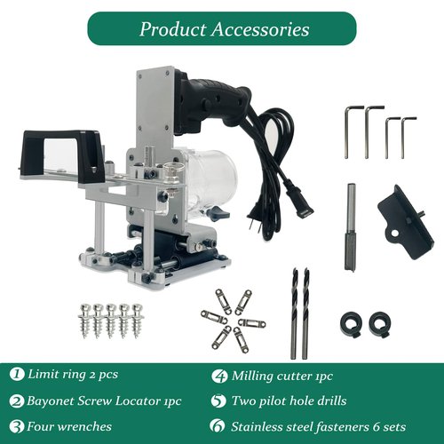 Mortise and Tenon Jig Tools for Woodworking Routers, Fit 2.5 Inch Woodworking Routers, Slotting Length Up to 2 Inch, Includes Milling Cutters, Bayonet Screws, Pilot Hole Bits etc
