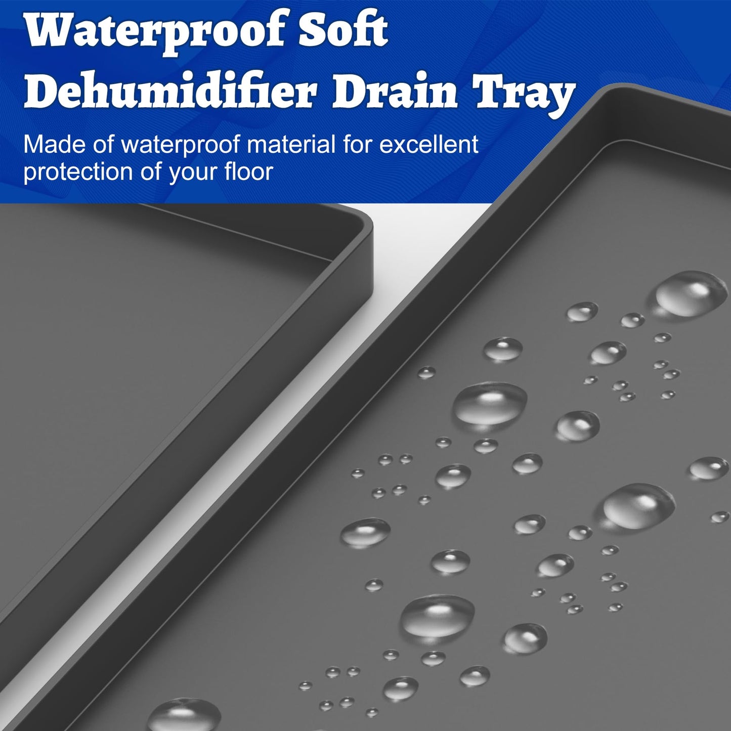 Wintcomfort Dehumidifier Mat for Home Dehumidifiers, Large Dehumidifier Drain Pan Prevent Leaks, Waterproof Silicone De humidifier Drain Tray Protect From Appliance Leaks Water Spills, Black, 19"x19"