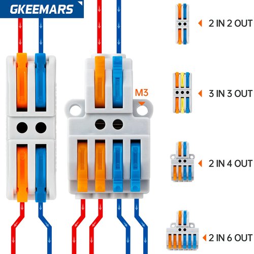 GKEEMARS 65 Pcs Compact Splicing Wire Connectors Assortment Pack, Quick Wiring Connector for AWG 28-12